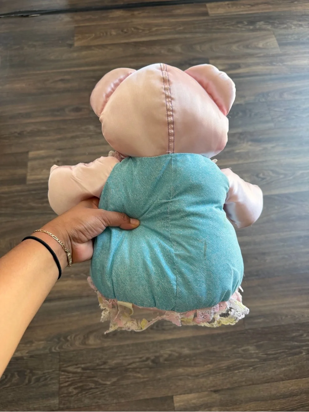 Plush Pink Bear in Blue Dress Stuffed Toy - Kids Plush Doll
